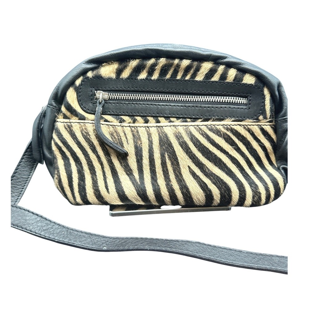 Y2K Vintage Maurizio Taiuti Leather Zebra Print Calf Hair Purse Shoulder Bag
